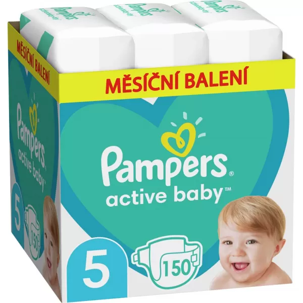 Pampers Active Baby 5 (11-16 kg) 150 ks MĚSÍČNÍ ZÁSOBA – jednorázové pleny