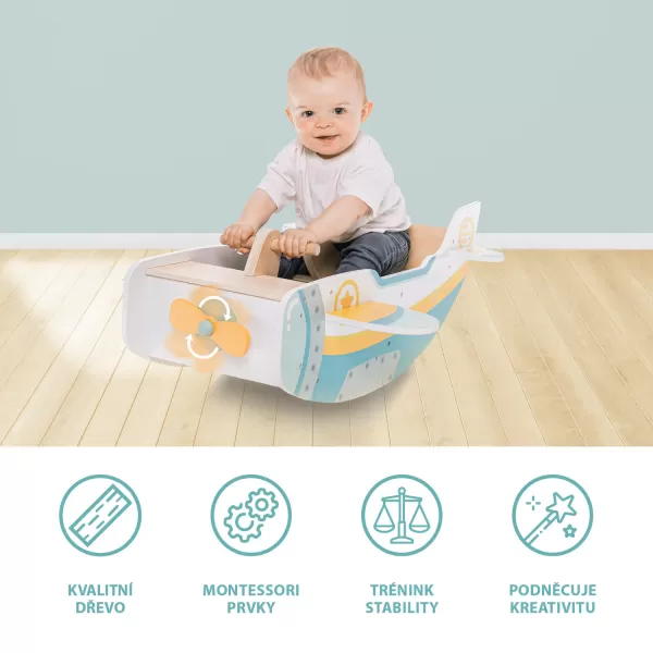 Zopa Dřevěná montessori houpačka letadlo, Wood