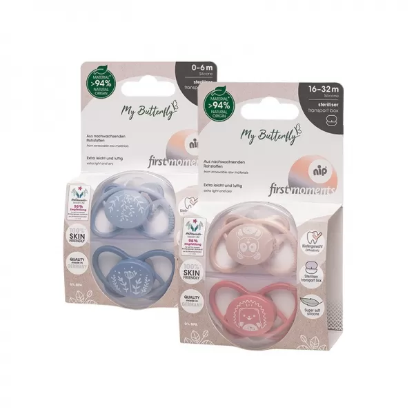 NIP FIRST moments šidítko Motýlek, silikon, v.3 / 16-32m, 2ks