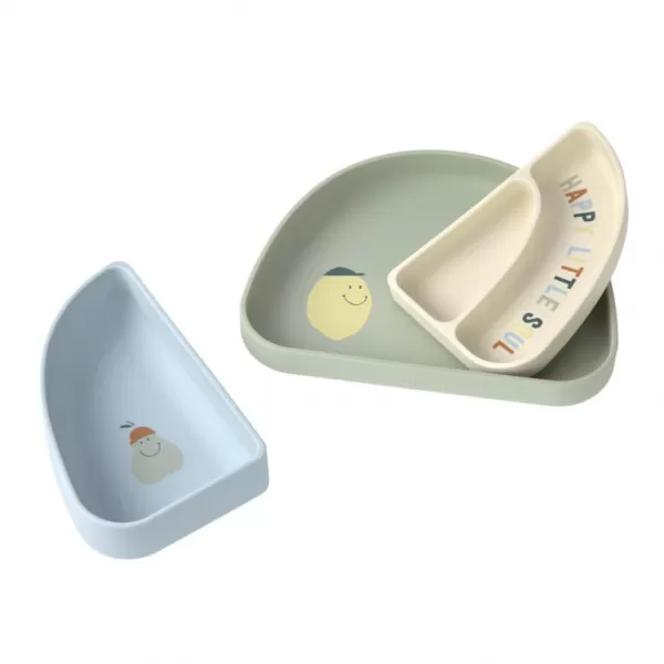 Lässig Dish Set Silicone Section Happy Fruits