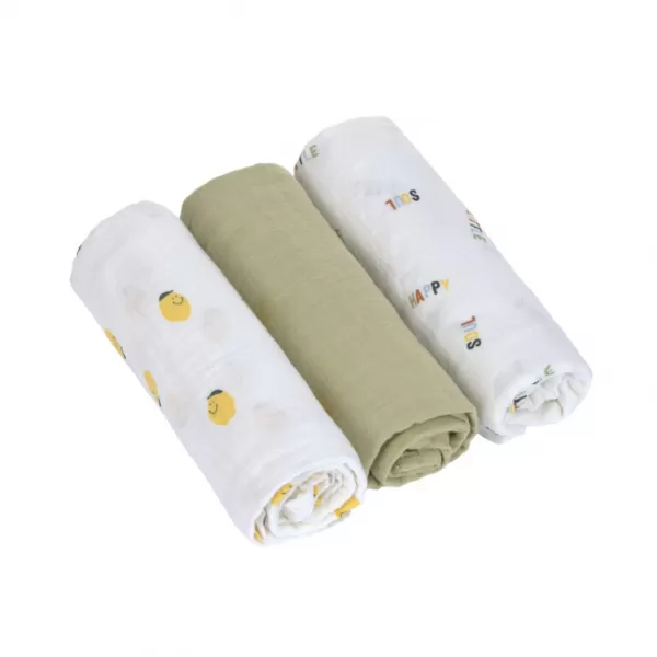 Lässig Swaddle Burp blanket 85x85 Happy Fruits
