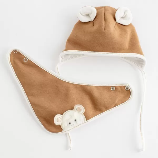 New Baby Jarní kojenecká čepička s šátkem na krk Sebastian