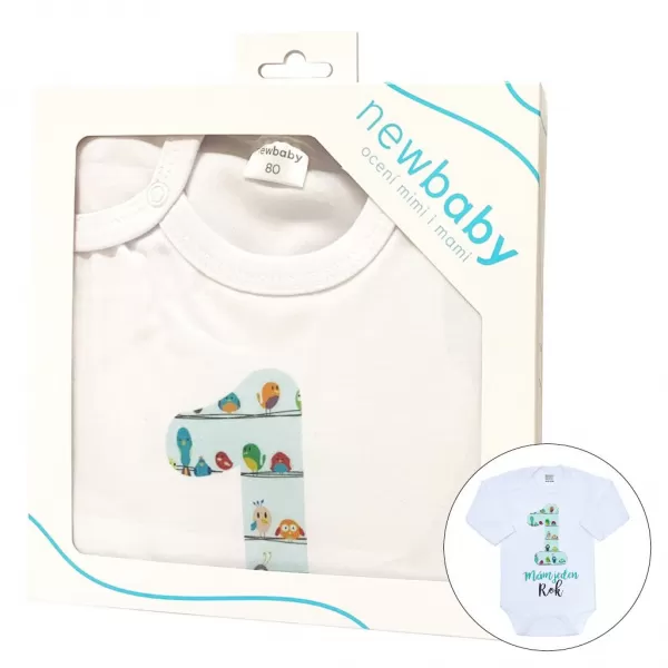 New Baby Body s potiskem Mám jeden Rok - dárkové balení