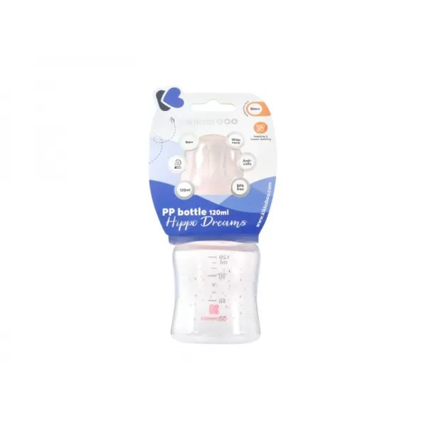 KikkaBoo Kojenecká láhev 120ml 0m+ Hippo Dreams