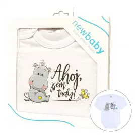 New Baby Body s potiskem Ahoj, jsem tady! - dárkové balení