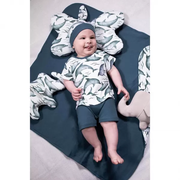 Nicol Kojenecká bavlněná čepička-šátek Dolphin