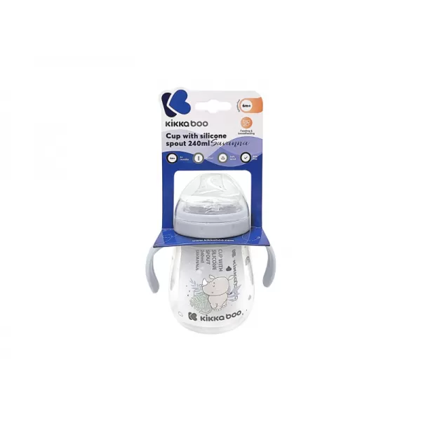 KikkaBoo Hrnek se silikonovým pítkem 240ml 6m+ Savanna