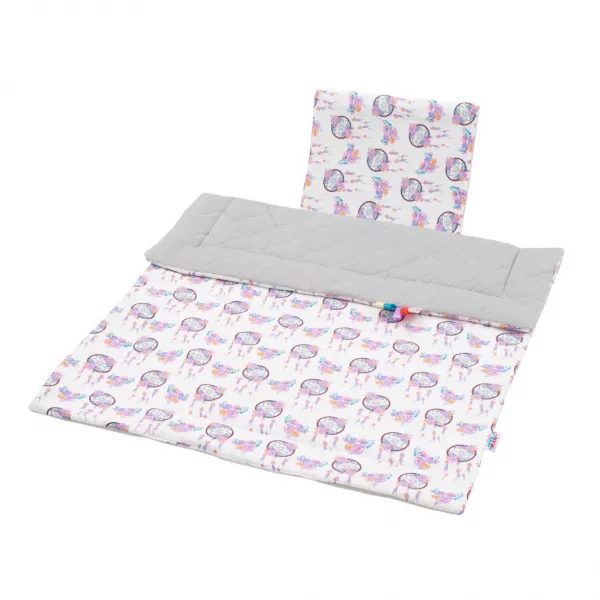 New Baby Oboustranný Set z Velvet do kočárku lapač snů šedý