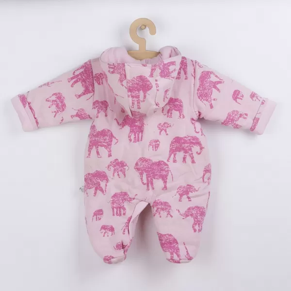 Baby Service Zateplená kojenecká kombinéza s kapucí Sloni