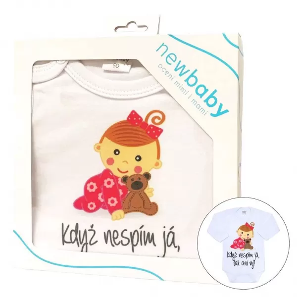 New Baby Body s potiskem Když nespím já, tak ani vy - dárkové balení
