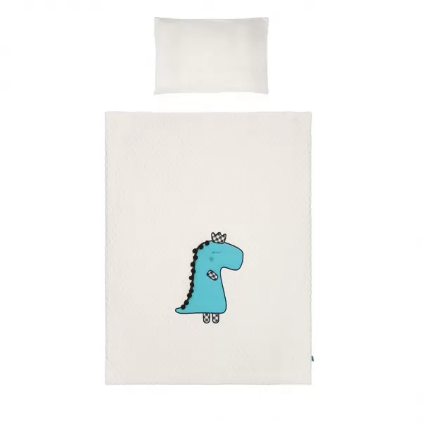 Belisima 6-dílné ložní povlečení Dino 3D 90/120 smetanovo-tyrkysové