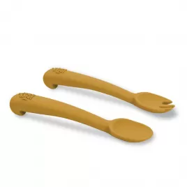INTERBABY SET silikonová LŽIČKA + VIDLIČKA
