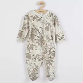 New Baby Kojenecký bavlněný overal s bočním zapínáním Lovely hnědý