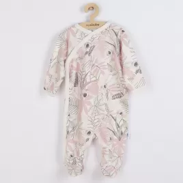 New Baby Kojenecký bavlněný overal s bočním zapínáním Lovely růžový