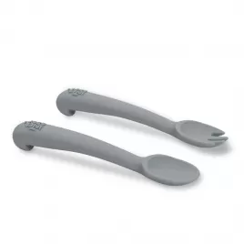 INTERBABY SET silikonová LŽIČKA + VIDLIČKA