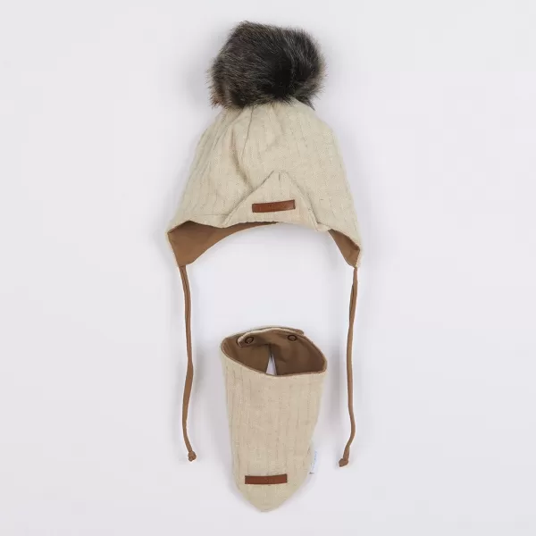 New Baby Podzimní kojenecká čepička s šátkem na krk Special One