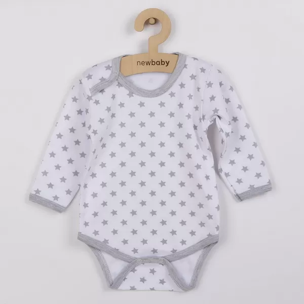 New Baby Kojenecké body Classic II šedé s hvězdičkami