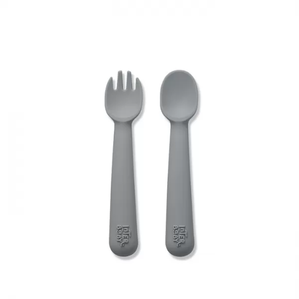 INTERBABY SET silikonová LŽIČKA + VIDLIČKA