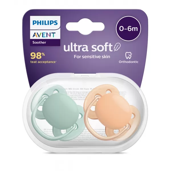 Philips AVENT Šidítko Ultrasoft Premium 0-6m, 2 ks