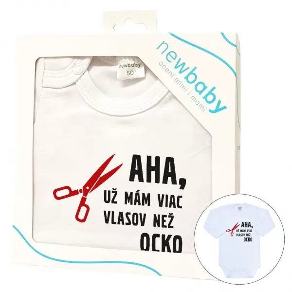 New Baby Body s potiskem Viac vlasov než ocko - darčekové balenie