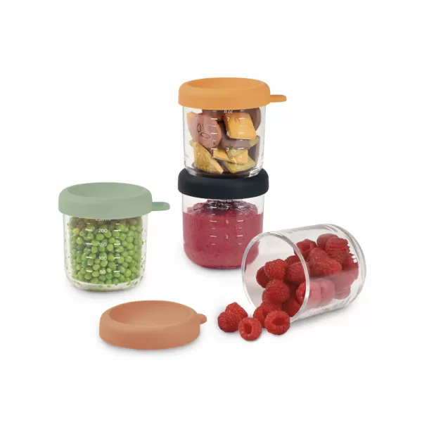 Beaba Kelímky na jídlo skleněné 4x 250 ml Sunrise