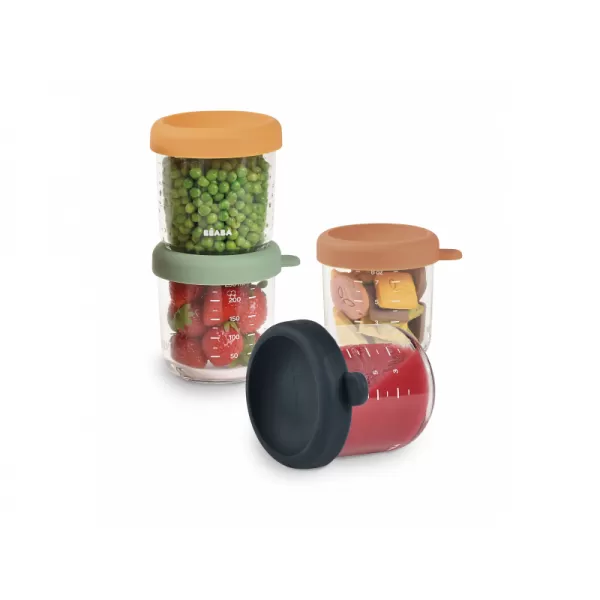 Beaba Kelímky na jídlo skleněné 4x 250 ml Sunrise