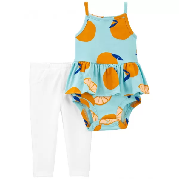 CARTER'S Set 2dílný body na ramínka, legíny Blue Orange holka NB/vel. 56
