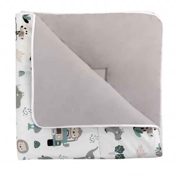Bomimi HRACÍ deka 120x120, bavlna, oboustranná pojízdná zoo, šedá xx