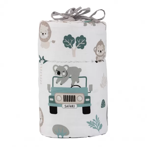 Bomimi MANTINEL do postýlky 180 cm, POJÍZDNÁ ZOO, ŠEDÁ xx