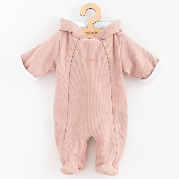 New Baby Kojenecká kombinéza s kapucí Frosty pink