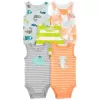CARTER'S Body bez rukávů Stripes Animals kluk 5ks 9m