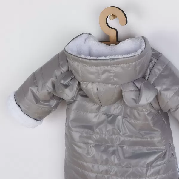 New Baby Zimní kojenecká kombinéza s kapucí a oušky Pumi grey