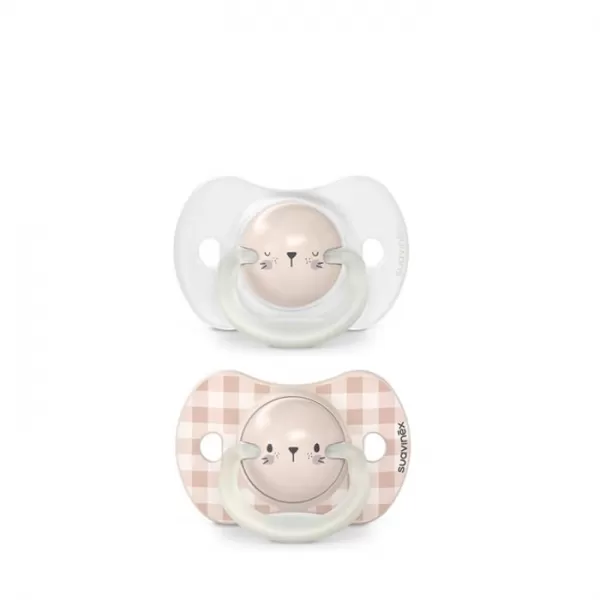 SUAVINEX Šidítko DEN&NOC fyziologické silikon 0-6 m - 2 ks