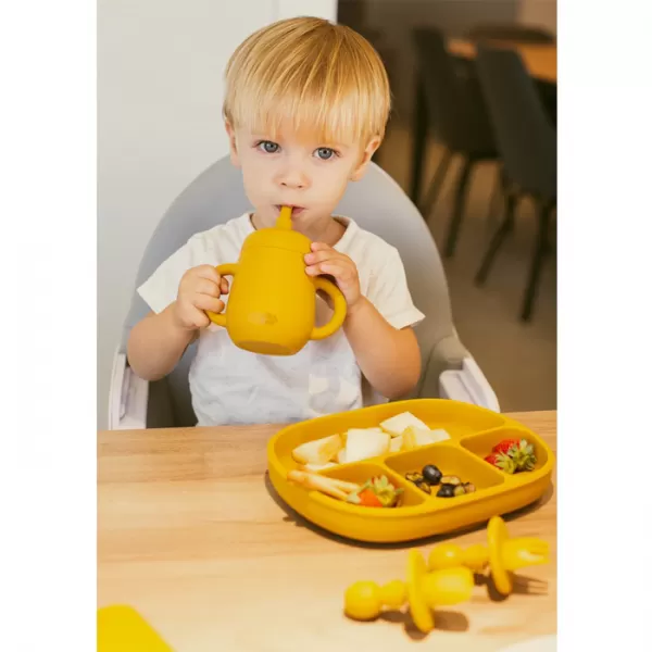 INTERBABY Lahvička s brčkem SILIKONOVÁ