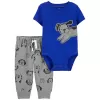 CARTER'S Set 2dílný body kr. rukáv, tepláky Blue Dog kluk 3m