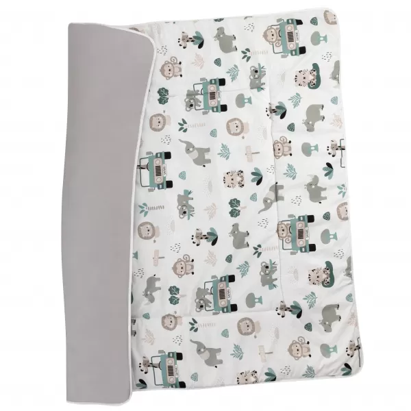 Bomimi HRACÍ deka 120x120, bavlna, oboustranná pojízdná zoo, šedá xx