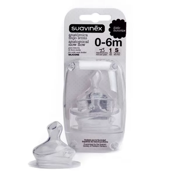 SUAVINEX SAVIČKA ŠIROKOHRDLÁ Anatomická silikon S1/S - 2 ks