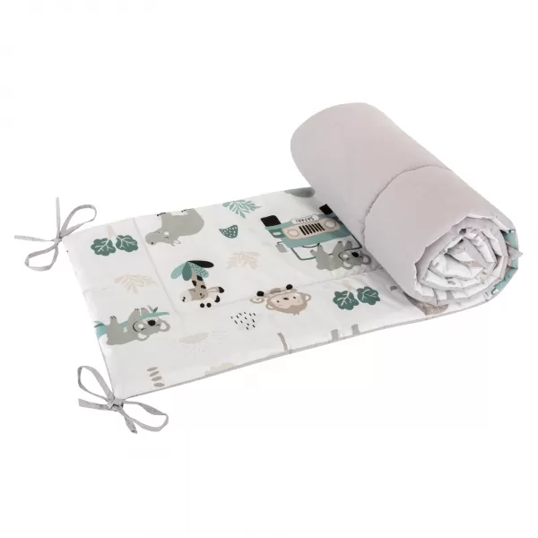 Bomimi MANTINEL do postýlky 180 cm, POJÍZDNÁ ZOO, ŠEDÁ xx