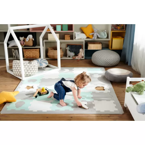 KINDERKRAFT Podložka pěnová puzzle Luno Shapes 185 x 165 cm Mint, 30ks, Premium