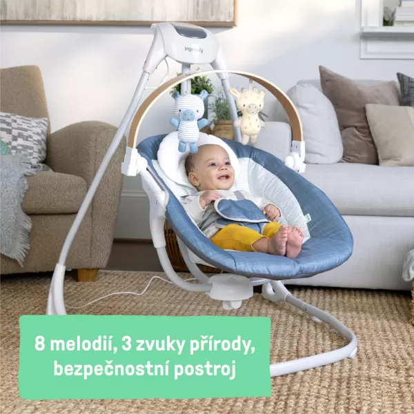 INGENUITY Houpačka pohupující hudební Chambray 0m+, do 9 kg