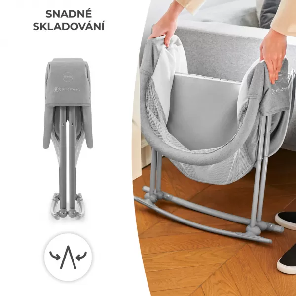 KINDERKRAFT Postýlka dětská 3v1 Lovi Gray