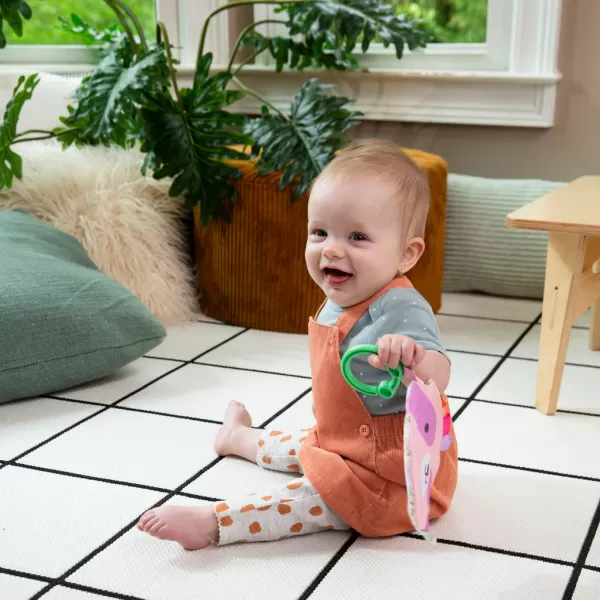 INGENUITY Hračka senzorická na C kroužku Crinklet™ mýval Deni 0m+