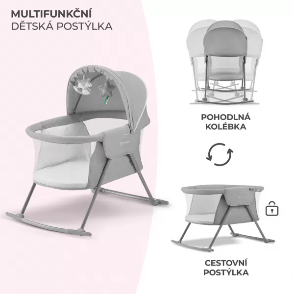 KINDERKRAFT Postýlka dětská 3v1 Lovi Gray