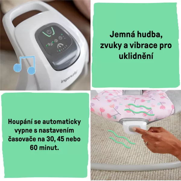 INGENUITY Houpačka vibrující s melodií Cassidy 0+m, do 9 kg