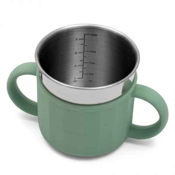 New Baby Dětský silikonový hrneček 2v1 zelený