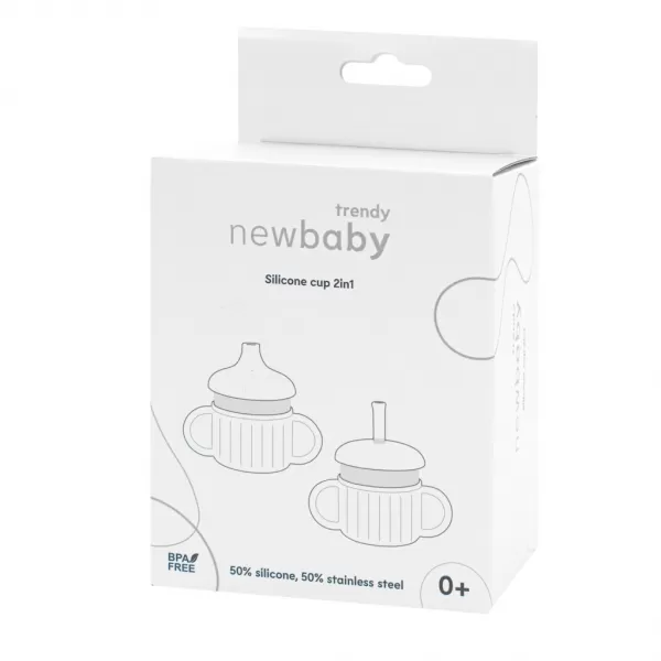 New Baby Dětský silikonový hrneček 2v1 zelený