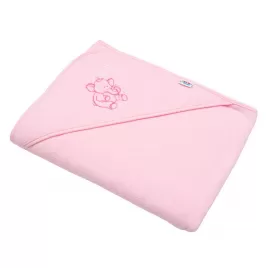 New Baby Dětská froté osuška s výšivkou a kapucí 100x100 růžová sloník