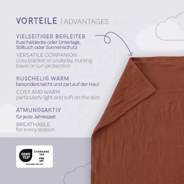 TRÄUMELAND Mušelínová deka 100 x 75 cm