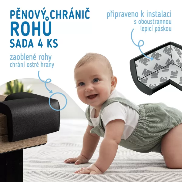 Sipo Ochrana rohů a hran, pěnová, sada 4 ks, ČERNÁ