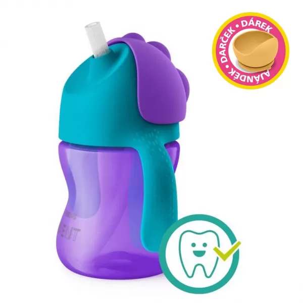 Philips AVENT Hrneček s ohebným brčkem 200 ml +dárek PETITE&MARS Miska 6m+